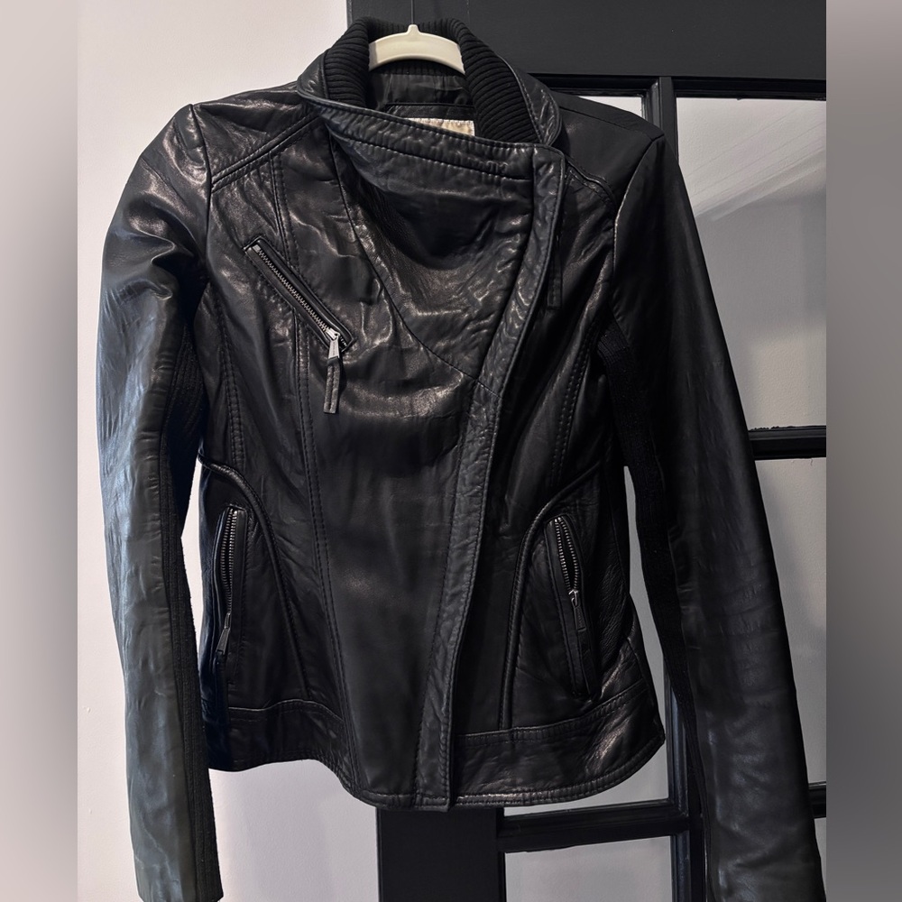 Michael Kors Black Leather Jacket Size Small